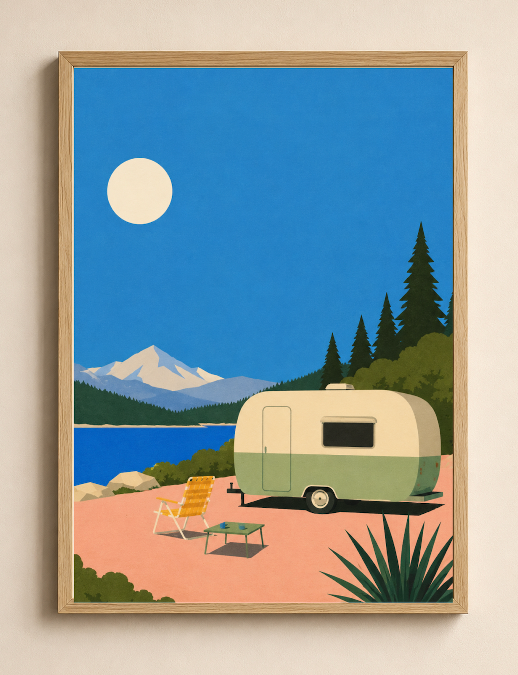 Lakeside Caravan — Mid-Century Modern Print