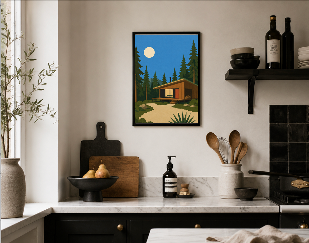 Lakeside Caravan — Mid-Century Modern Print