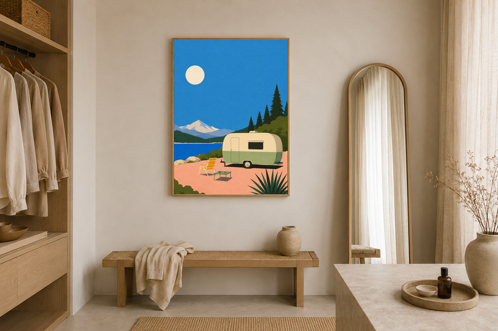 Lakeside Caravan — Mid-Century Modern Print
