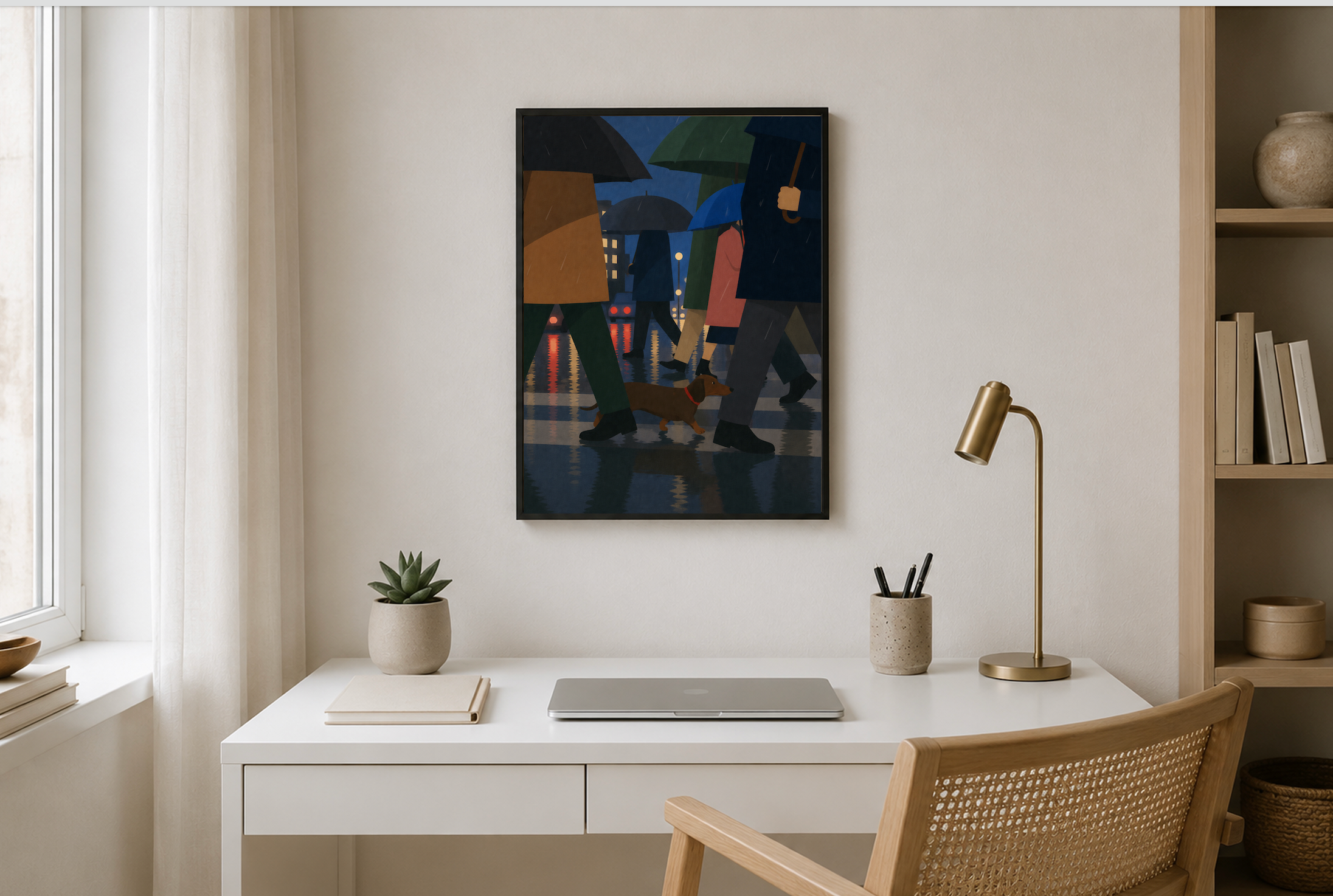 Rainy City Walk — Dog Poster