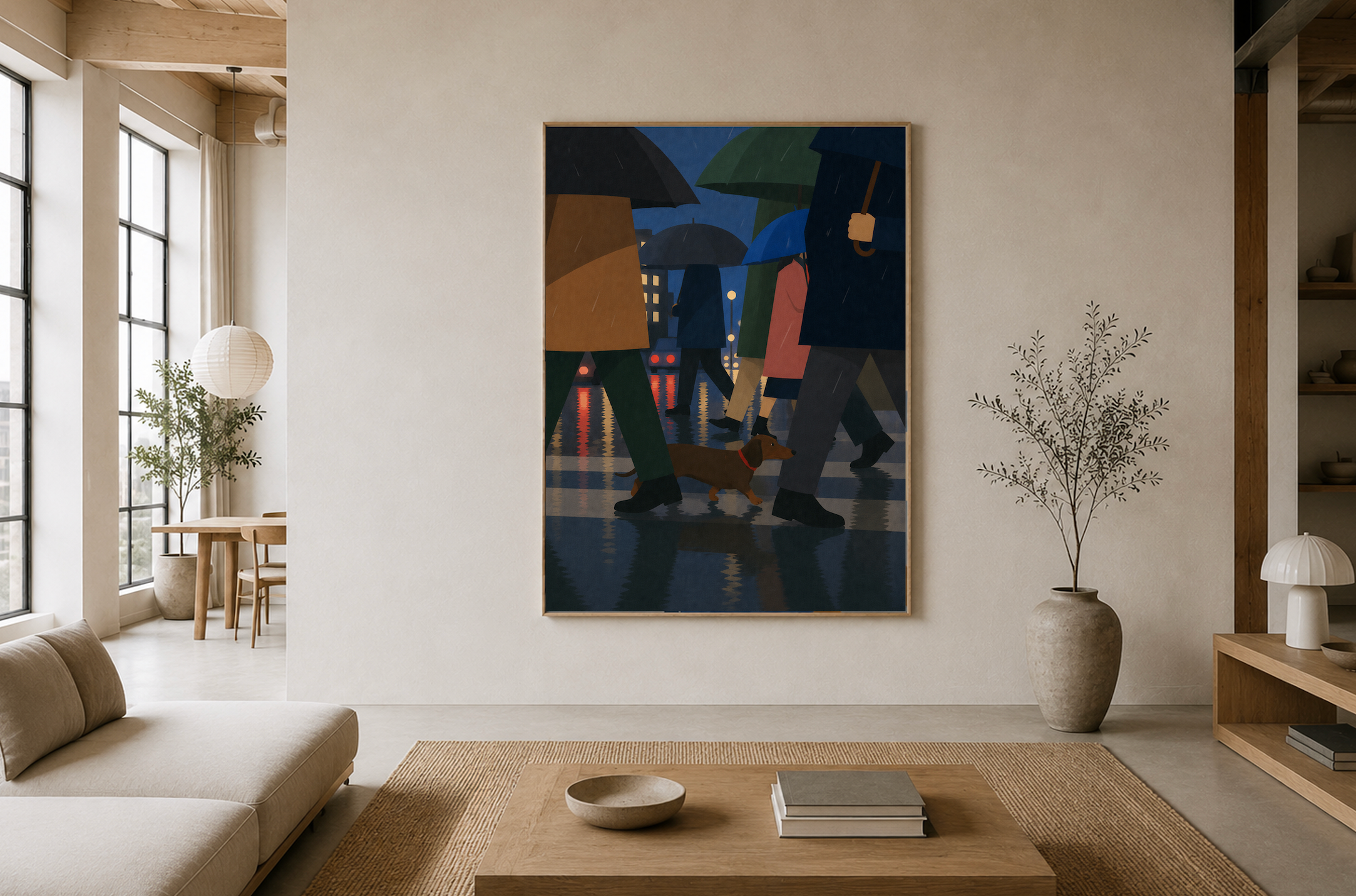 Rainy City Walk — Dog Poster