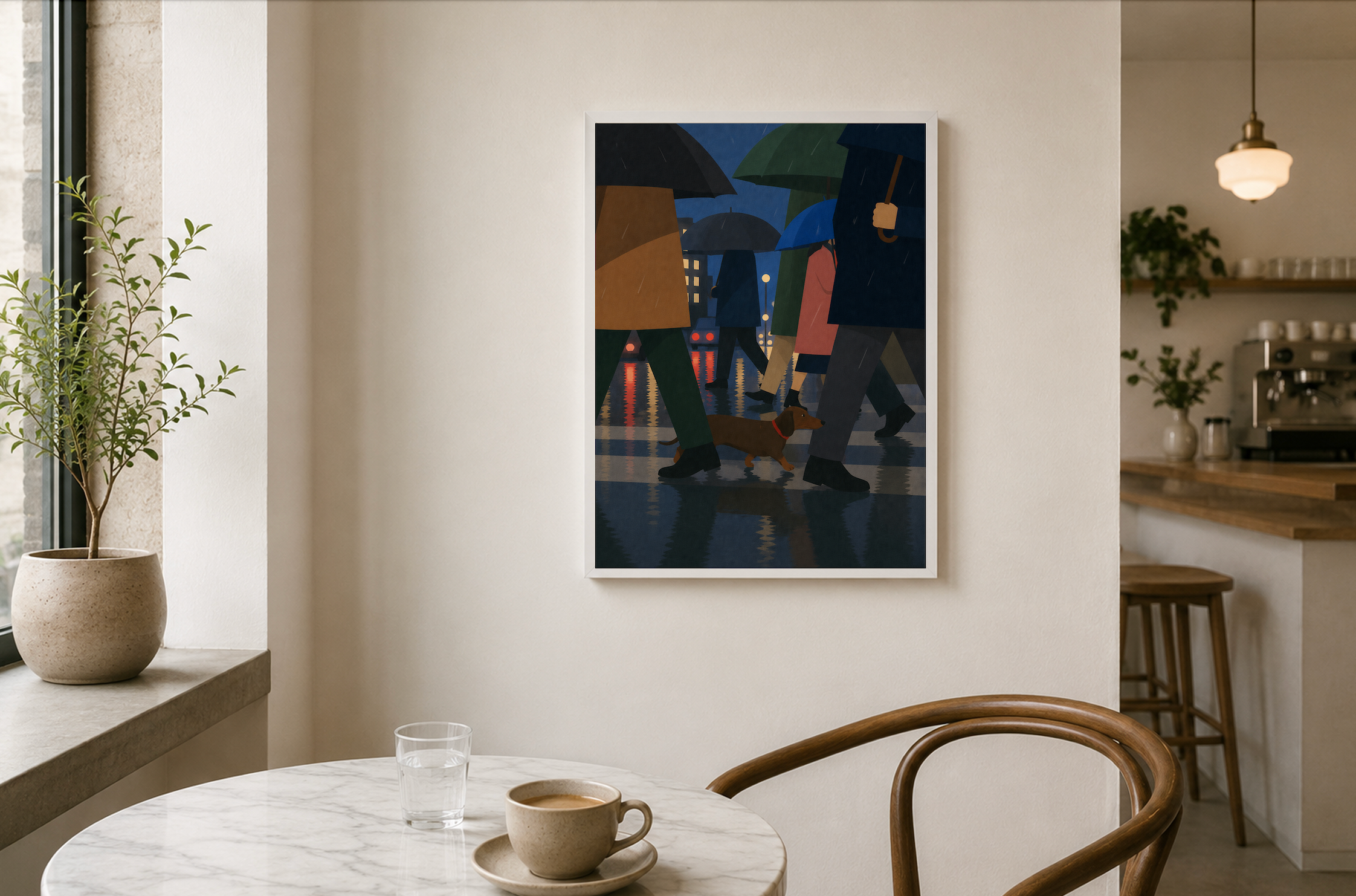 Rainy City Walk — Dog Poster
