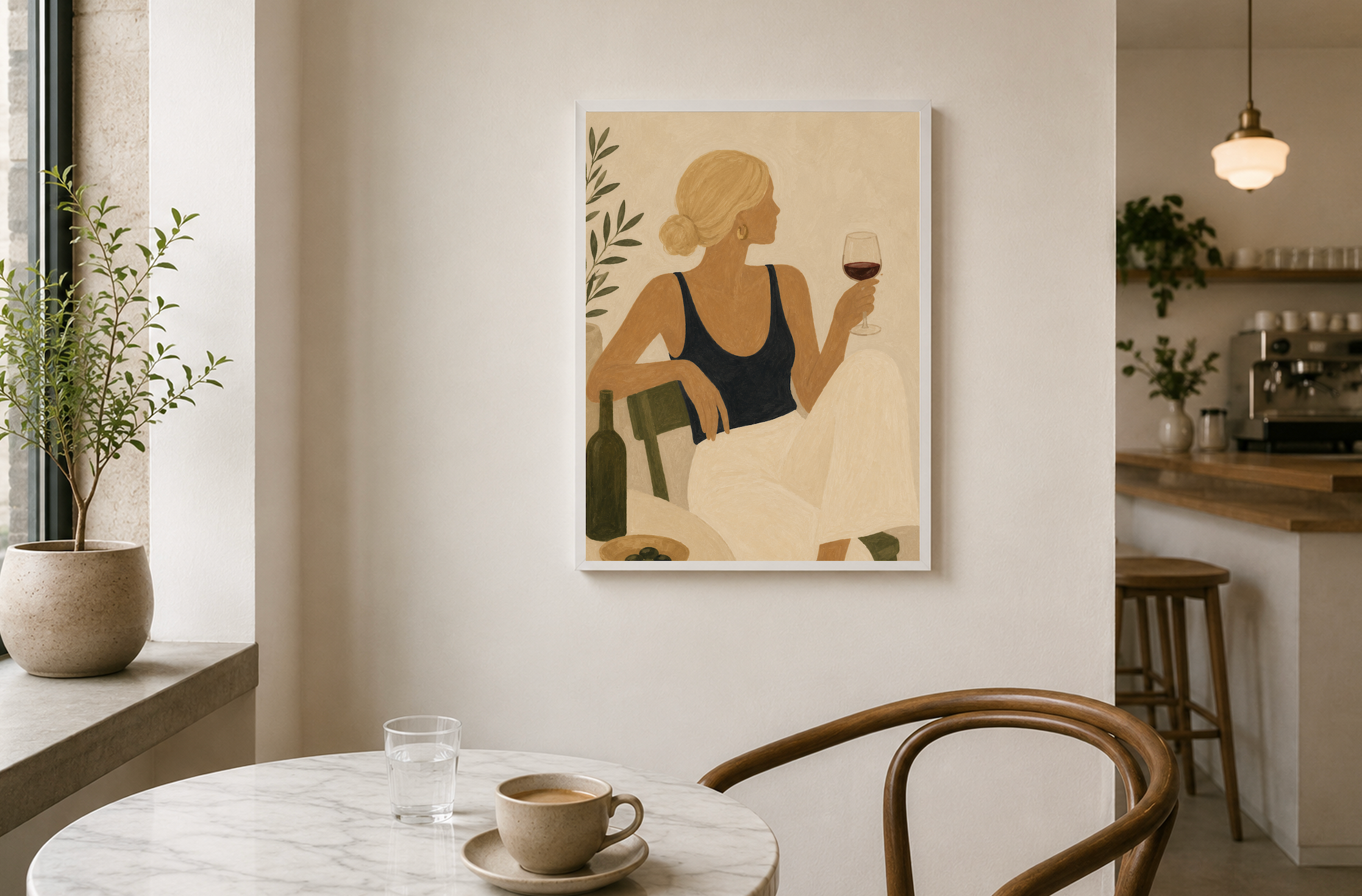 Wine Glass — Abstract Woman Figure Art Print