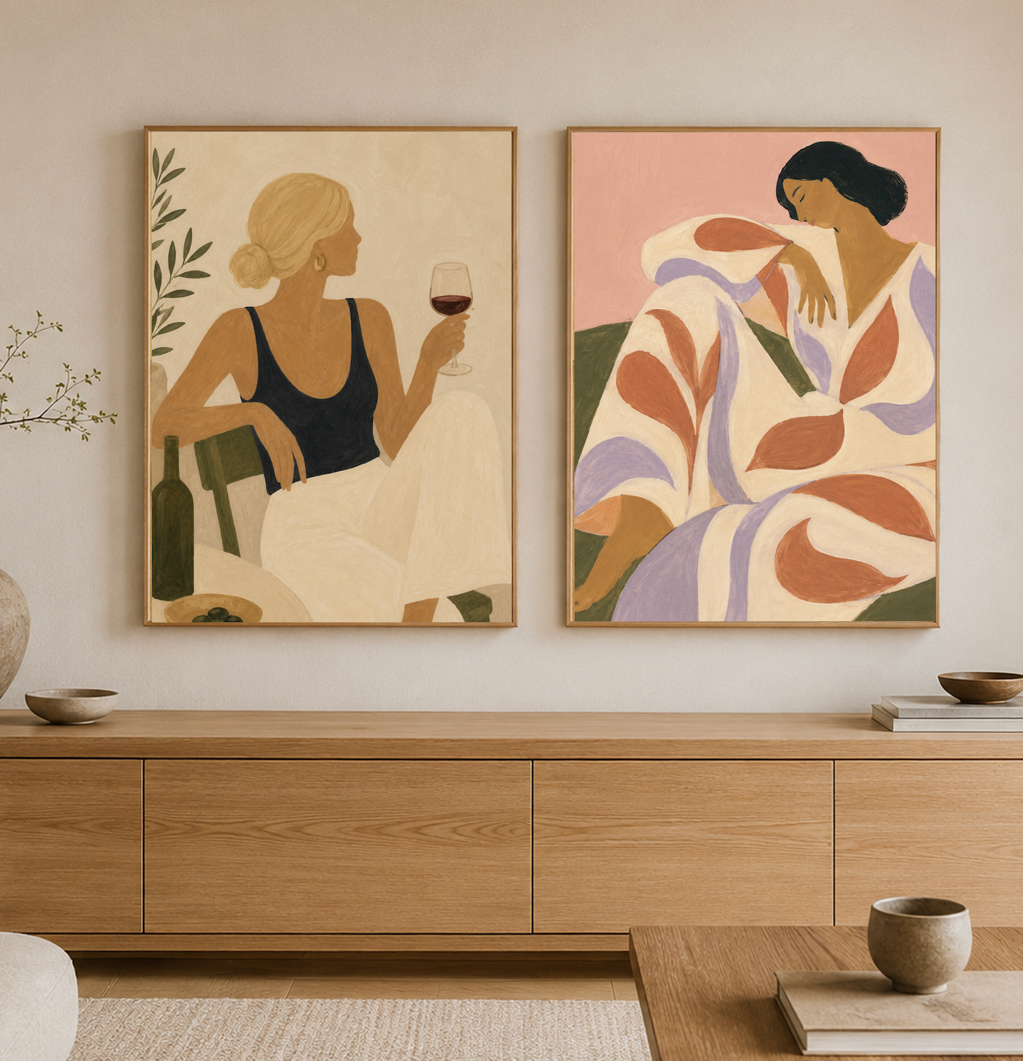 Wine Glass — Abstract Woman Figure Art Print