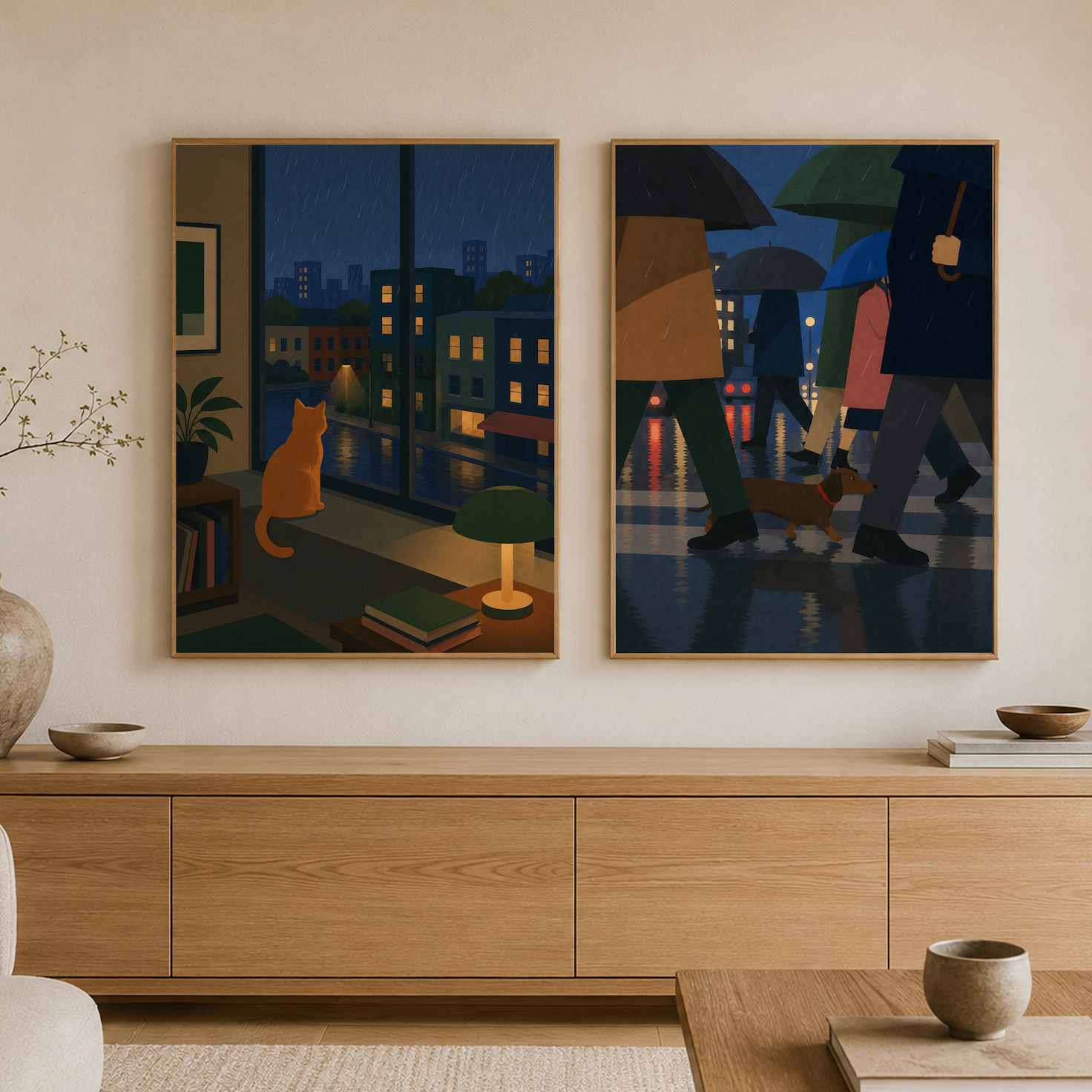 Rainy City Walk — Dog Poster