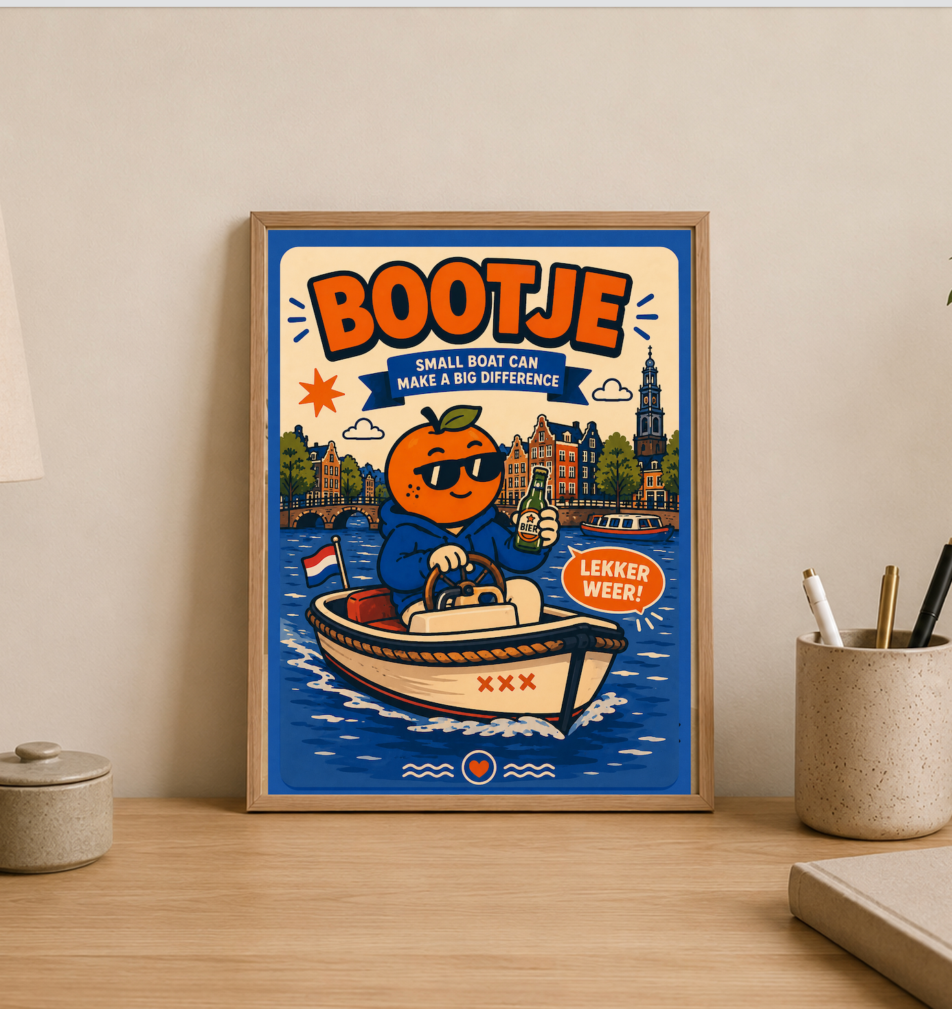 Appie on the Canal  — Amsterdam Art Print