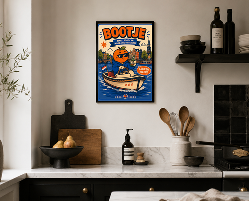 Appie on the Canal  — Amsterdam Art Print