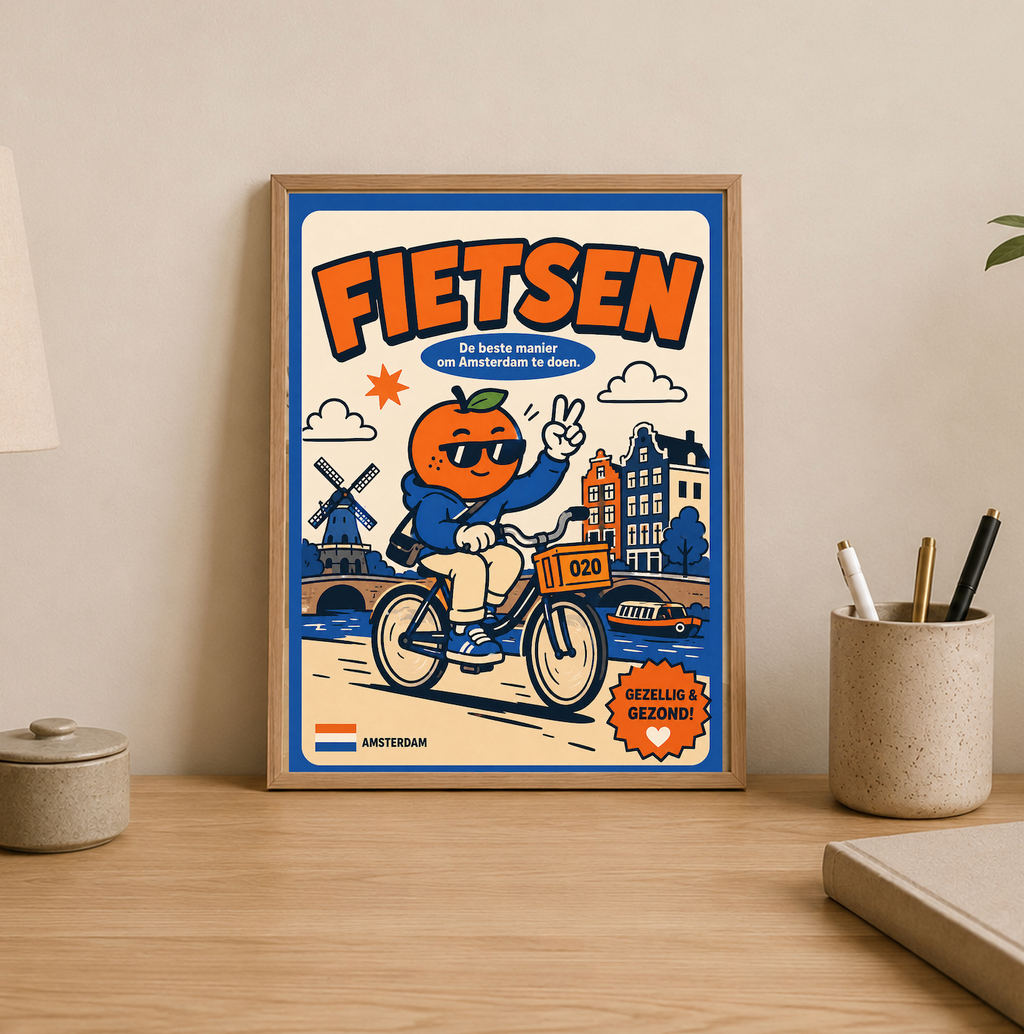 Appie op de Fiets   — Amsterdam Art Print