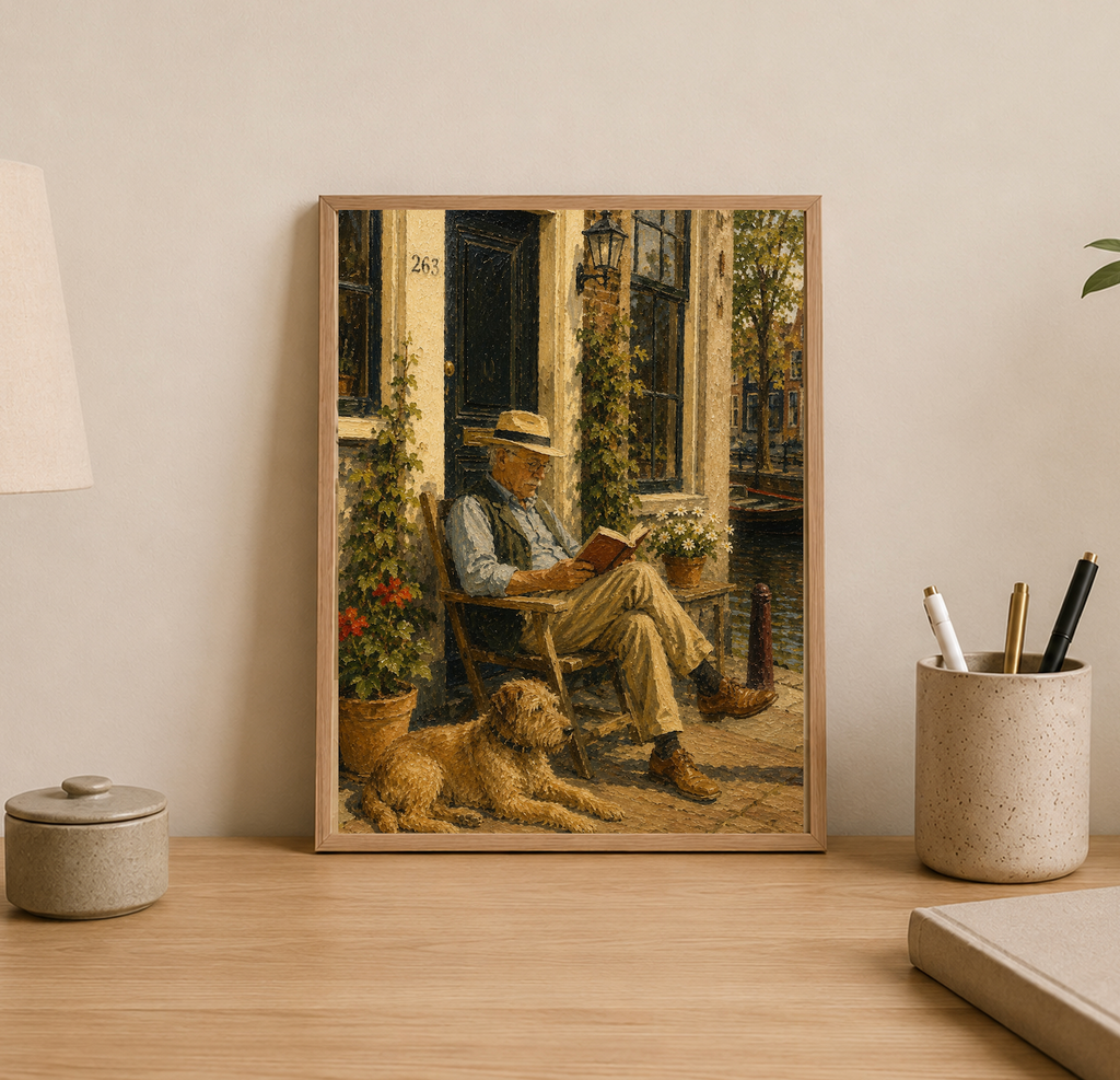 Canal Life —  Amsterdam Oil Painting Style Print