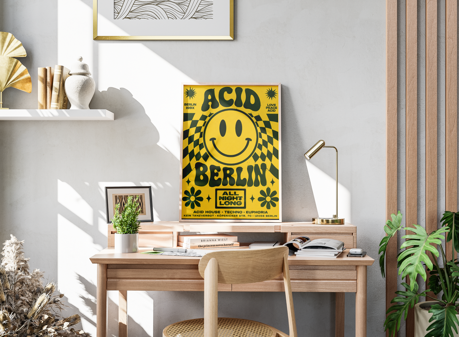 Berlin Psychedelic Poster | Retro Smiley Face Rave Wall Art Print