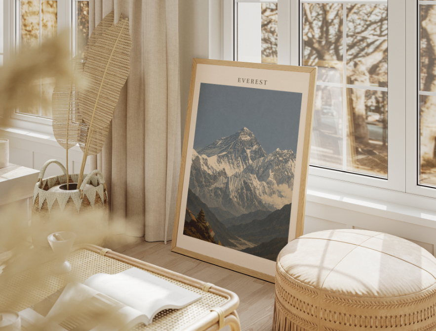 Mount Everest Poster – Himalayan Mountain Landscape Wall Art Print