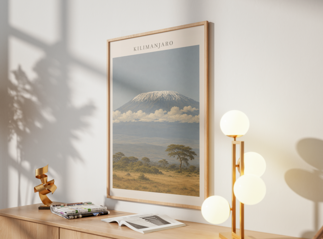 Mount Kilimanjaro Poster – African Mountain Landscape Wall Art Print