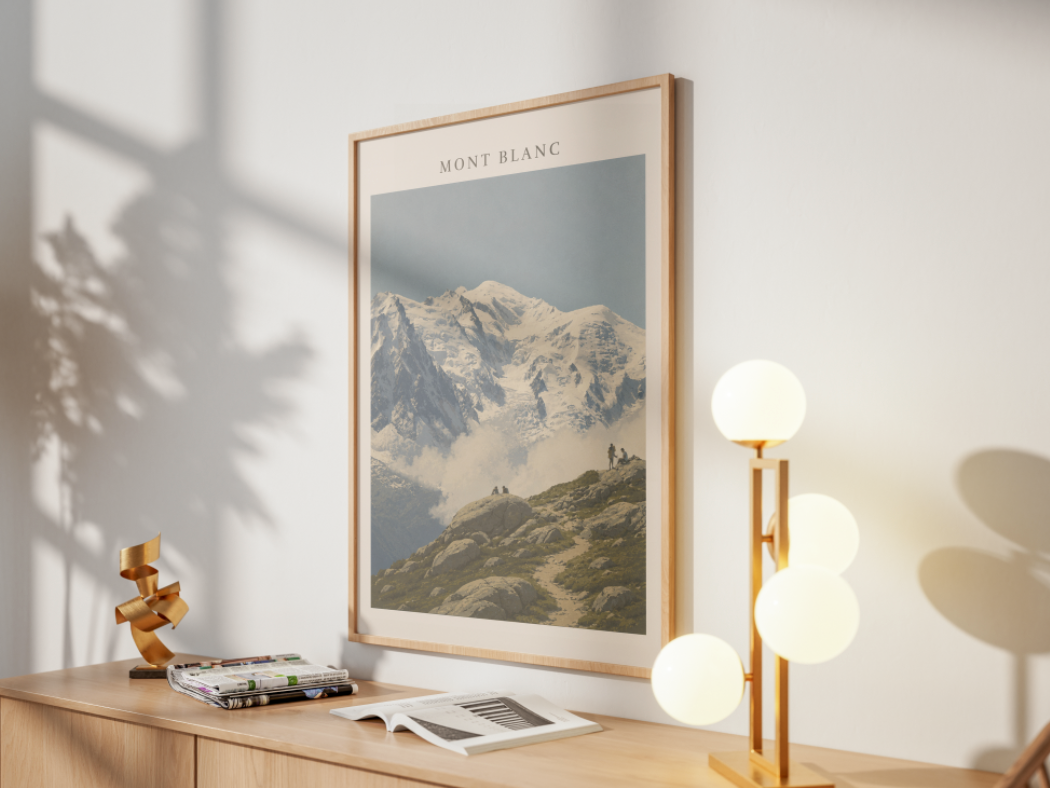 Mont Blanc Poster – French Alps Mountain Landscape Wall Art Print