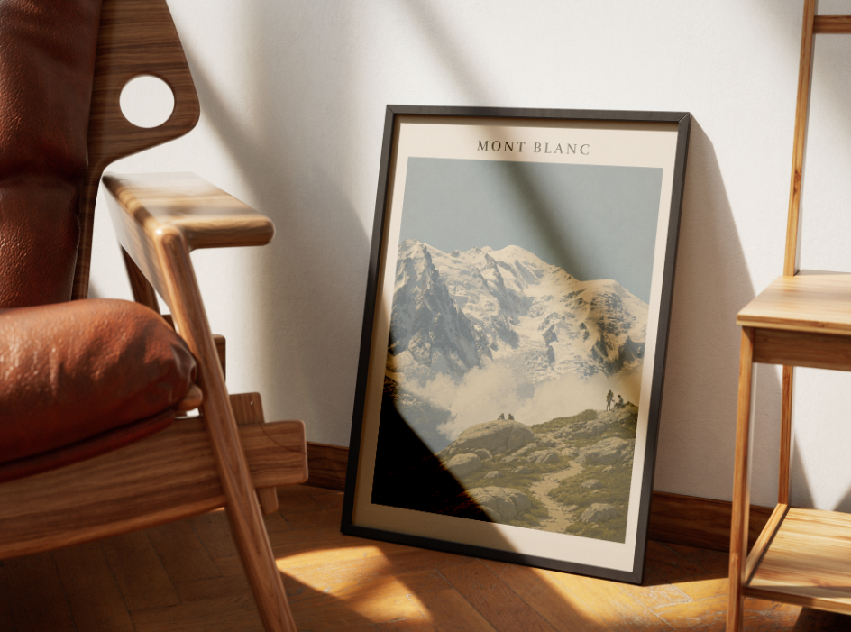 Mont Blanc Poster – French Alps Mountain Landscape Wall Art Print