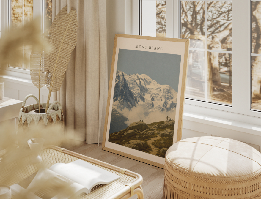 Mont Blanc Poster – French Alps Mountain Landscape Wall Art Print