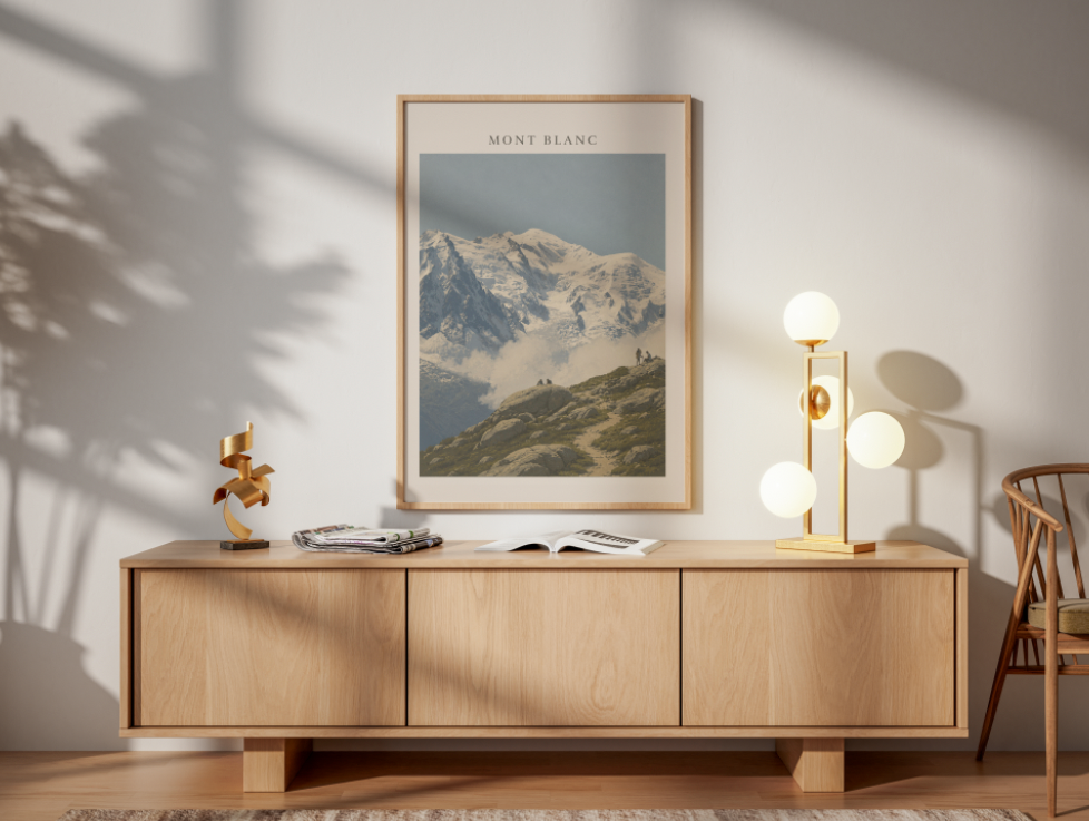 Mont Blanc Poster – French Alps Mountain Landscape Wall Art Print