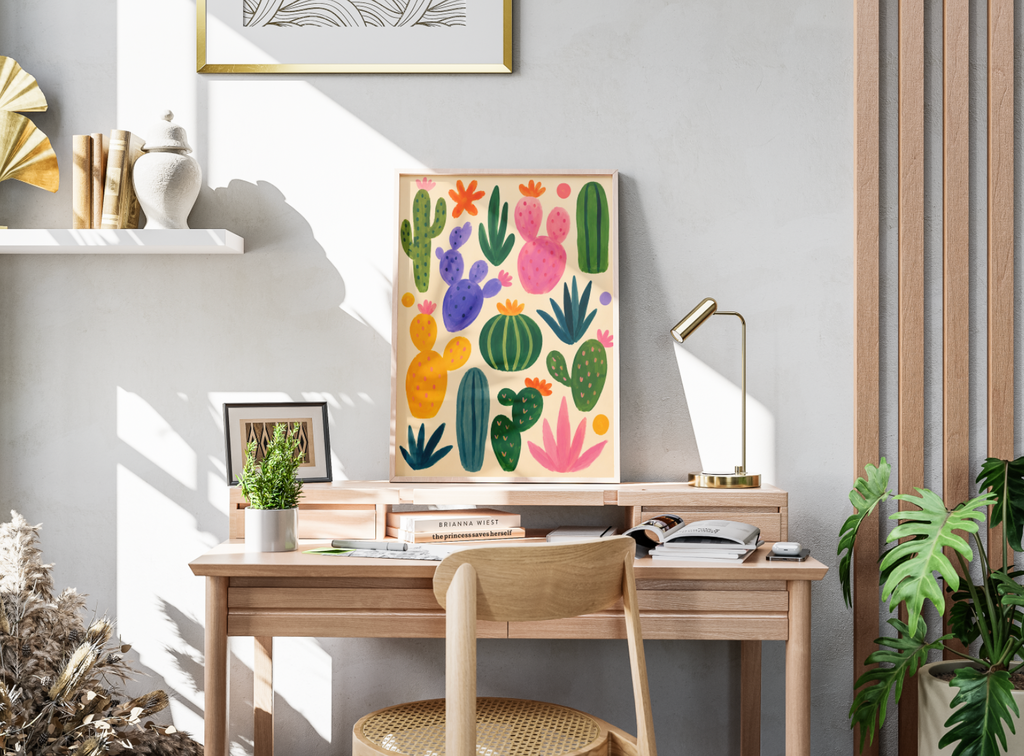 Colorful Cactus Poster – Playful Desert Botanical Wall Art Print