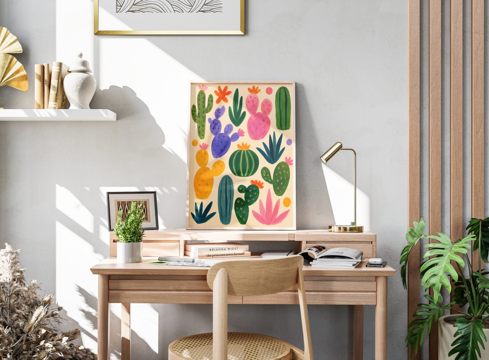 Colorful Cactus Poster – Playful Desert Botanical Wall Art Print
