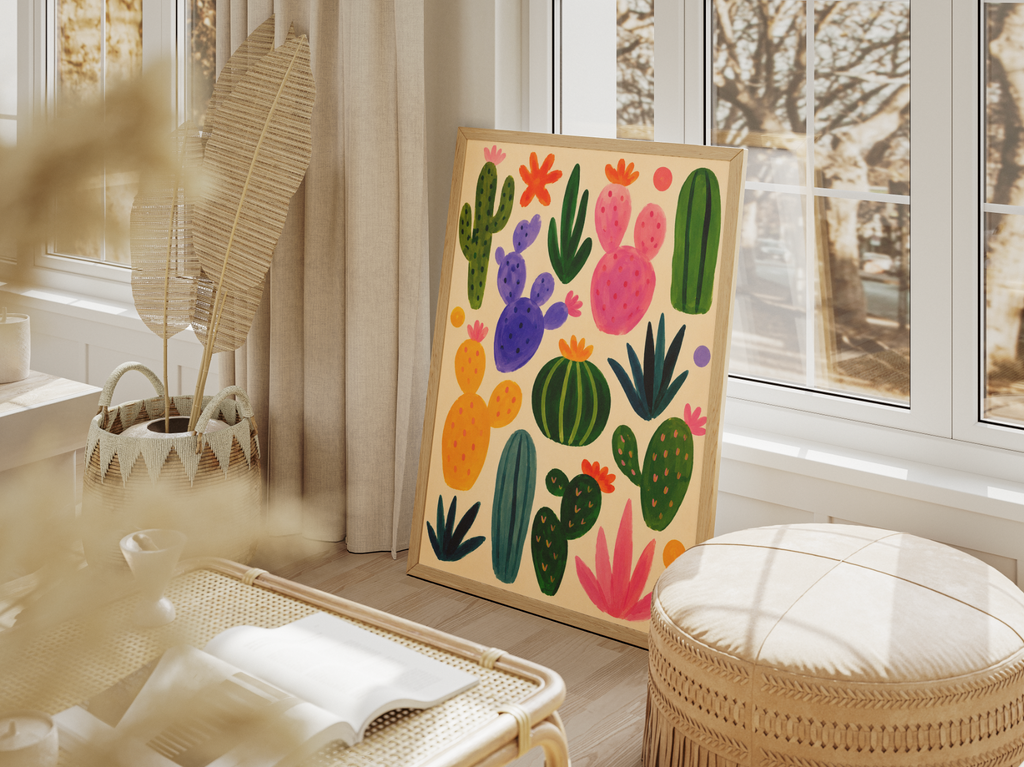 Colorful Cactus Poster – Playful Desert Botanical Wall Art Print