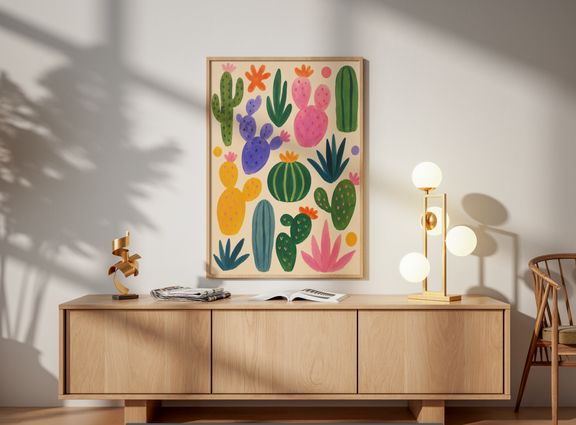 Colorful Cactus Poster – Playful Desert Botanical Wall Art Print