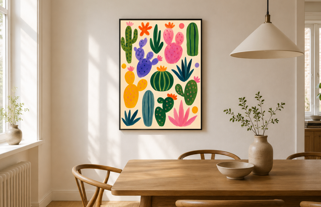 Colorful Cactus Poster – Playful Desert Botanical Wall Art Print