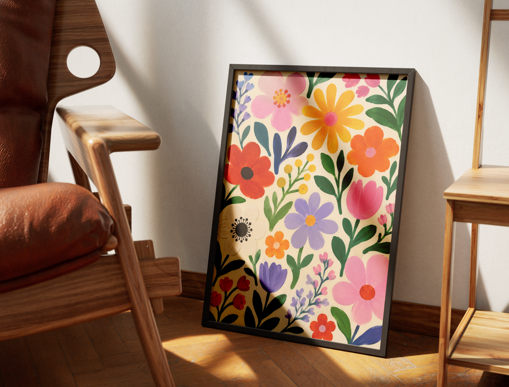 Colorful Wildflowers Poster – Modern Botanical Floral Wall Art Print