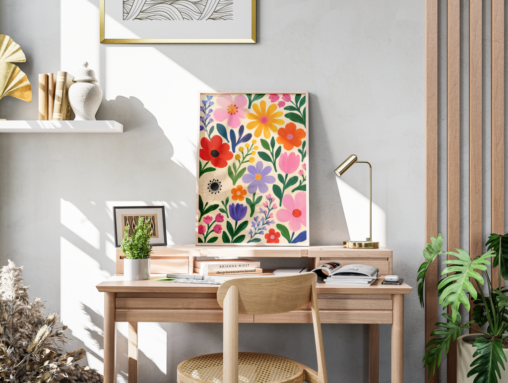 Colorful Wildflowers Poster – Modern Botanical Floral Wall Art Print