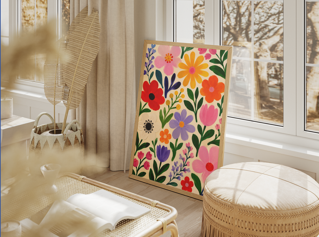 Colorful Wildflowers Poster – Modern Botanical Floral Wall Art Print