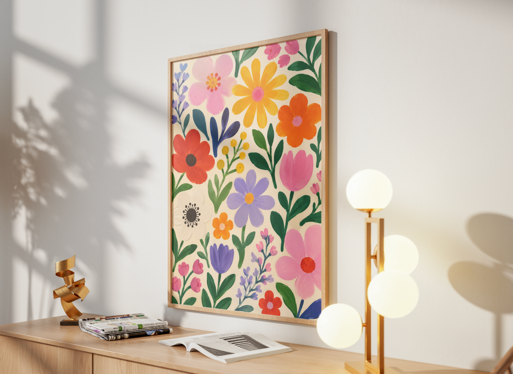 Colorful Wildflowers Poster – Modern Botanical Floral Wall Art Print