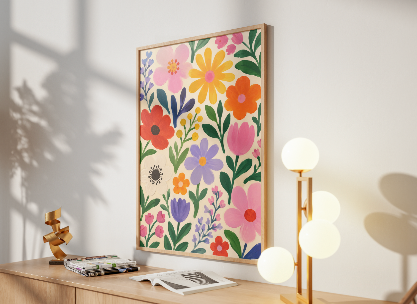 Colorful Wildflowers Poster – Modern Botanical Floral Wall Art Print