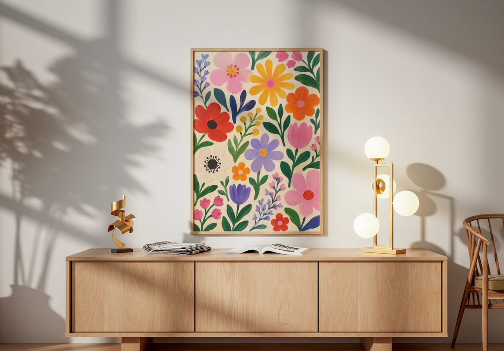 Colorful Wildflowers Poster – Modern Botanical Floral Wall Art Print