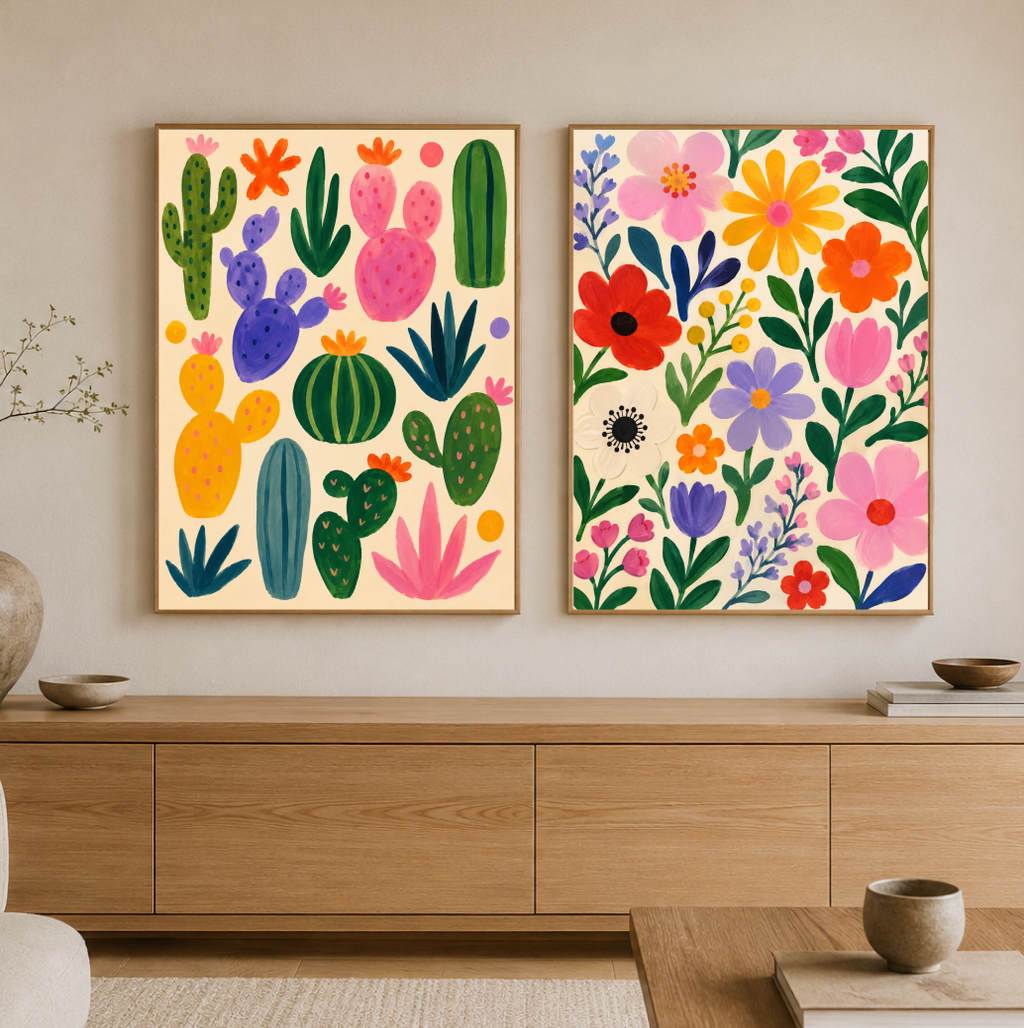 Colorful Wildflowers Poster – Modern Botanical Floral Wall Art Print