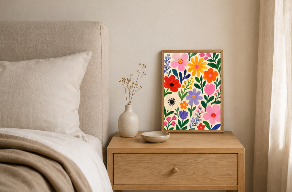 Colorful Wildflowers Poster – Modern Botanical Floral Wall Art Print