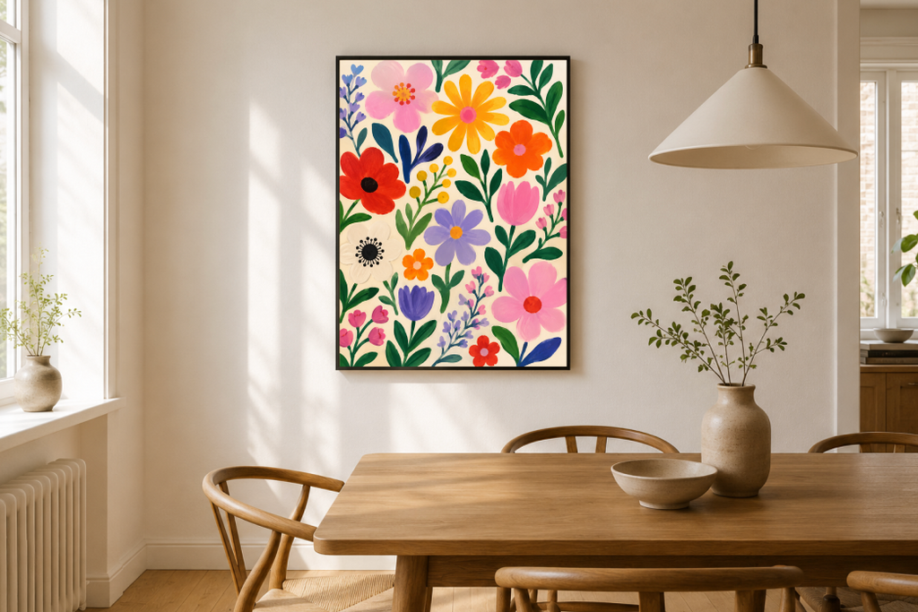 Colorful Wildflowers Poster – Modern Botanical Floral Wall Art Print