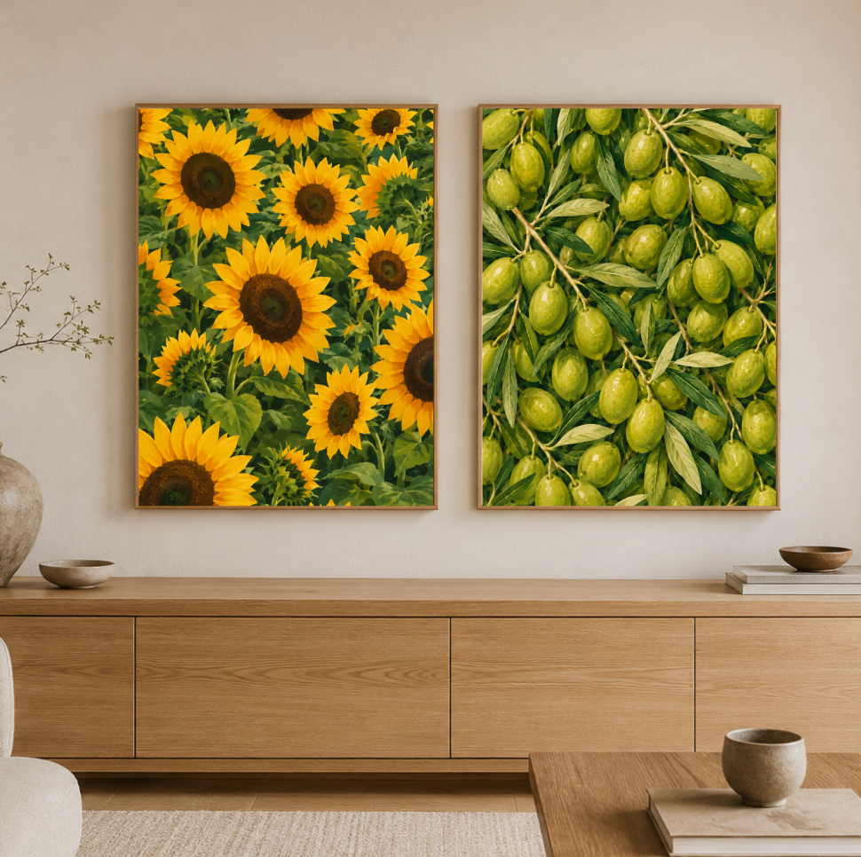Sunflower Field Poster – Vibrant Botanical Floral Wall Art Print