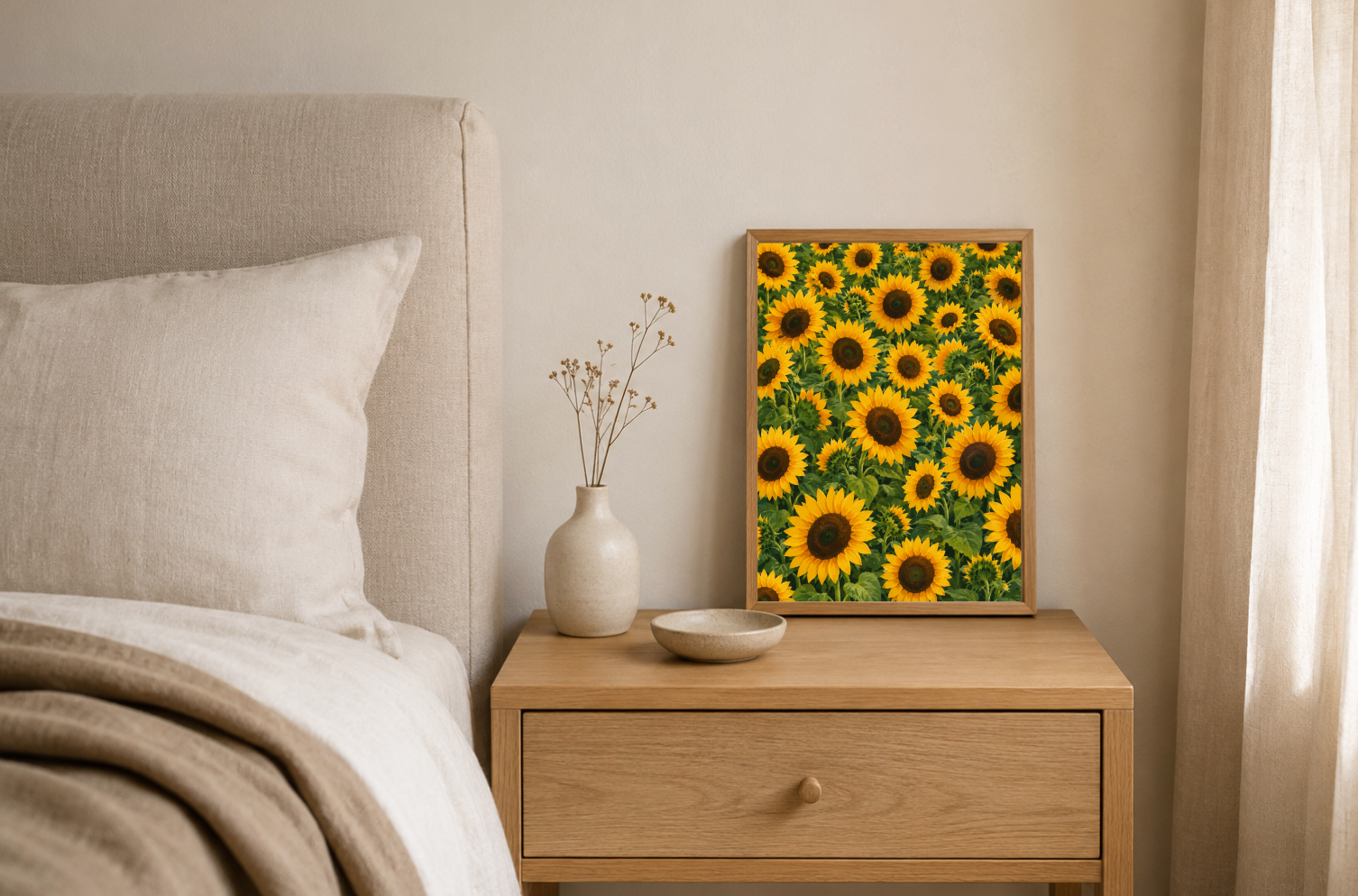 Sunflower Field Poster – Vibrant Botanical Floral Wall Art Print