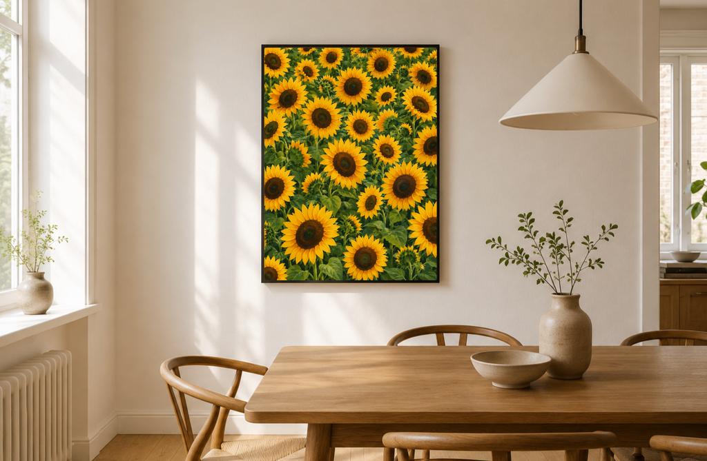 Sunflower Field Poster – Vibrant Botanical Floral Wall Art Print