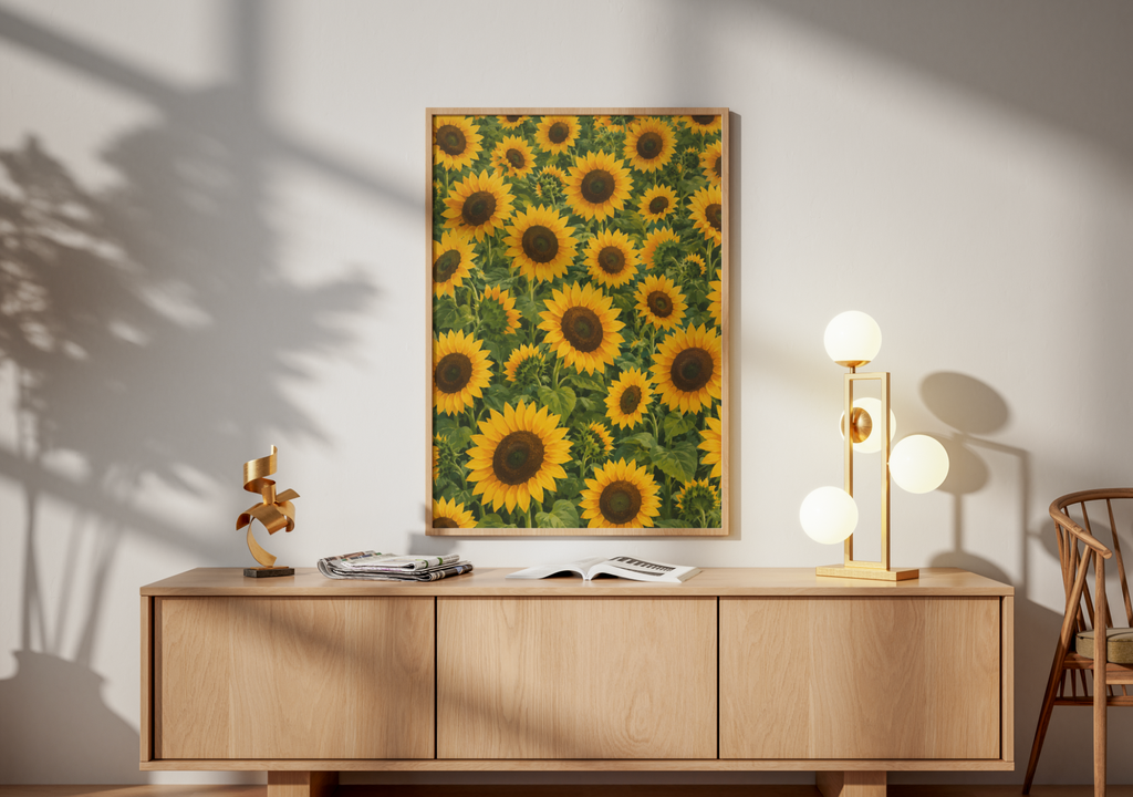 Sunflower Field Poster – Vibrant Botanical Floral Wall Art Print