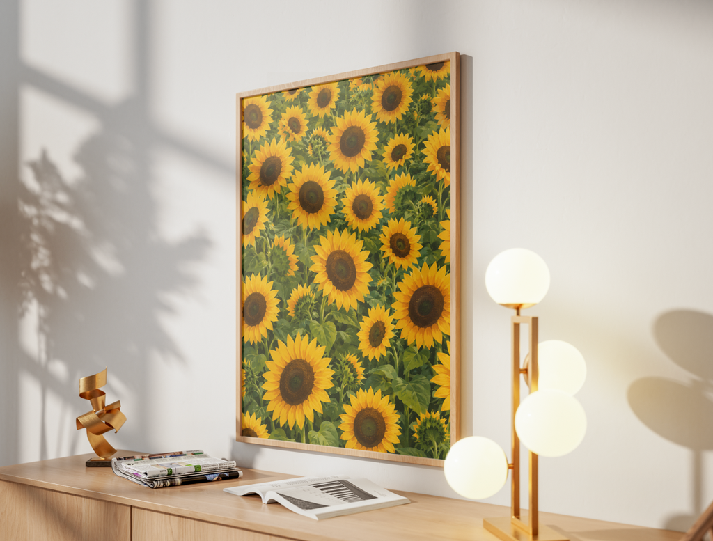 Sunflower Field Poster – Vibrant Botanical Floral Wall Art Print