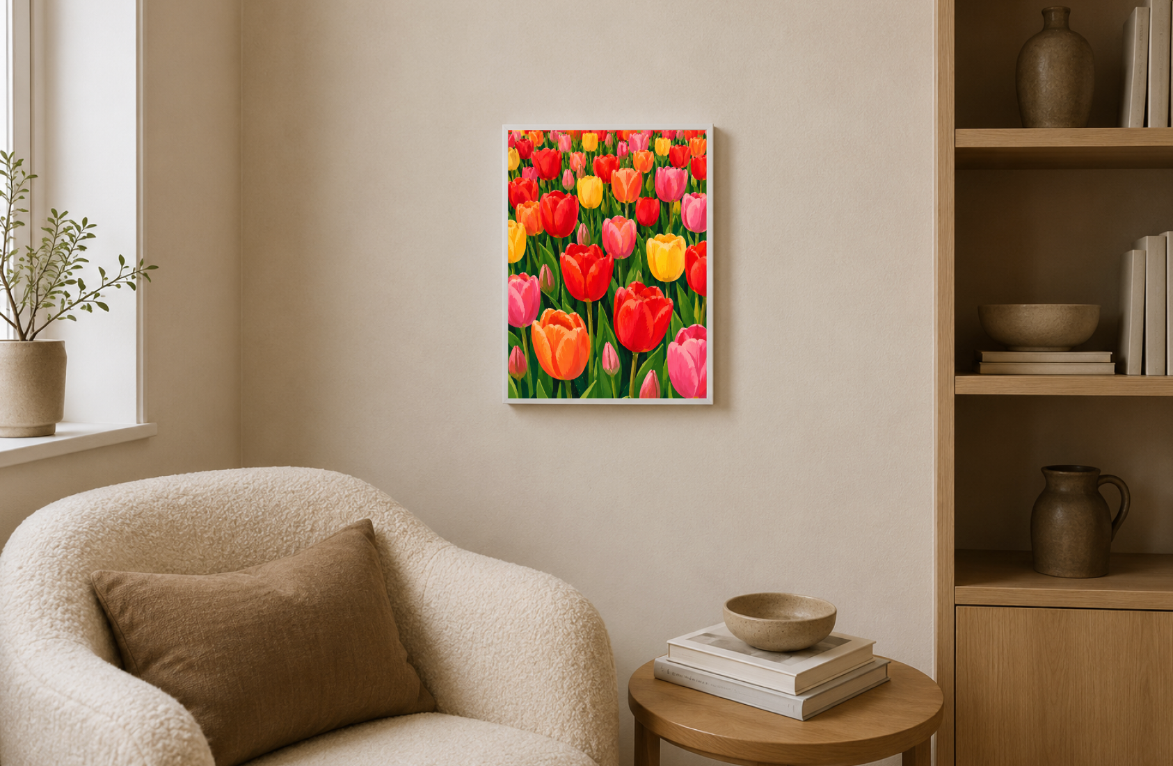 Dutch Tulip Field Poster – Colorful Botanical Floral Wall Art Print