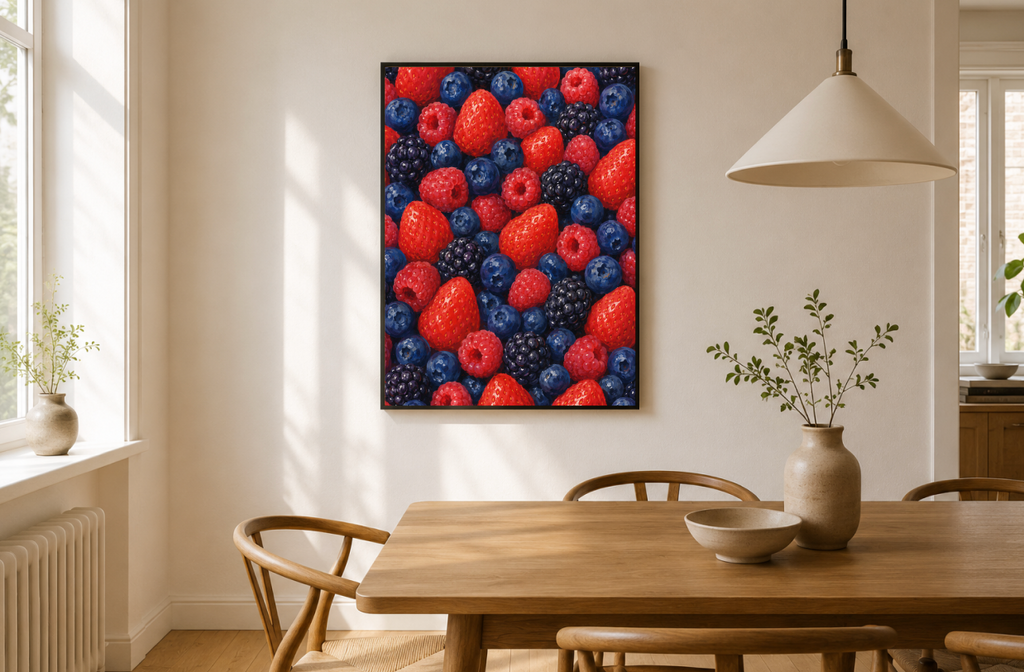 Mixed Berries Botanical Print | Colorful Berry Illustration Wall Art
