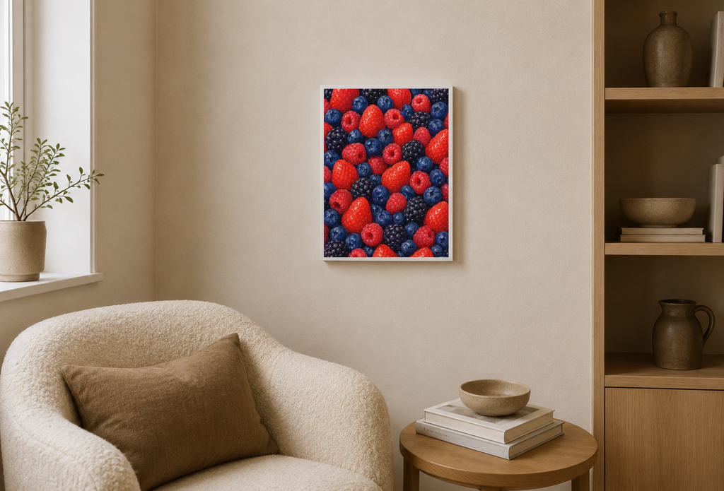 Mixed Berries Botanical Print | Colorful Berry Illustration Wall Art