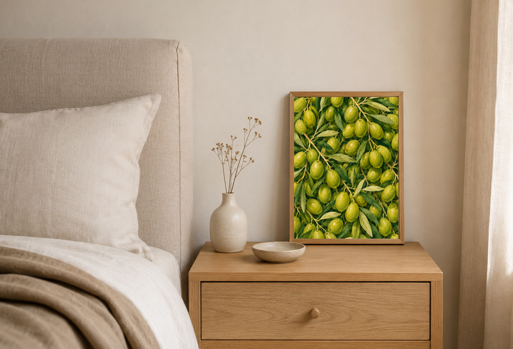 Green Olive Botanical Print | Olive Branch Illustration Wall Art