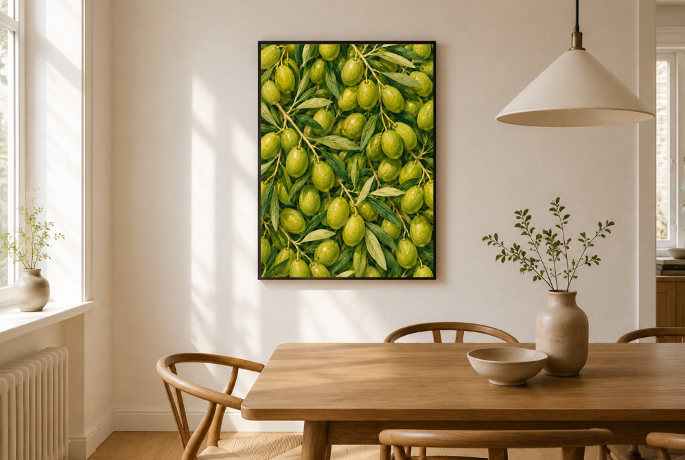 Green Olive Botanical Print | Olive Branch Illustration Wall Art