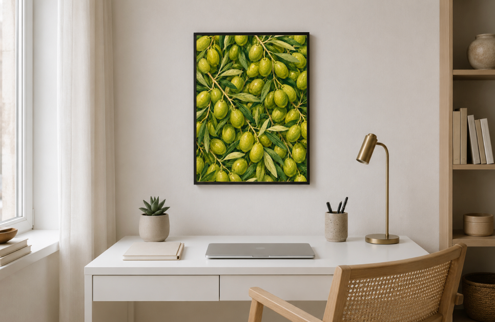 Green Olive Botanical Print | Olive Branch Illustration Wall Art