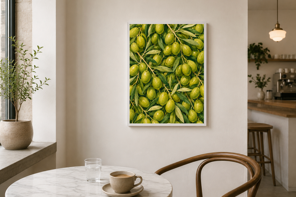 Green Olive Botanical Print | Olive Branch Illustration Wall Art