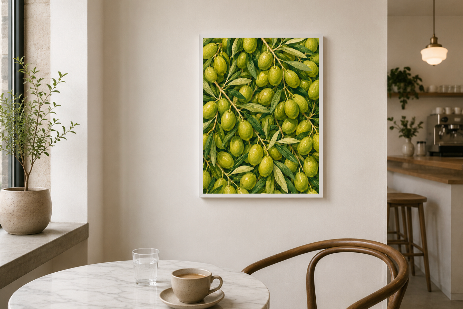 Green Olive Botanical Print | Olive Branch Illustration Wall Art