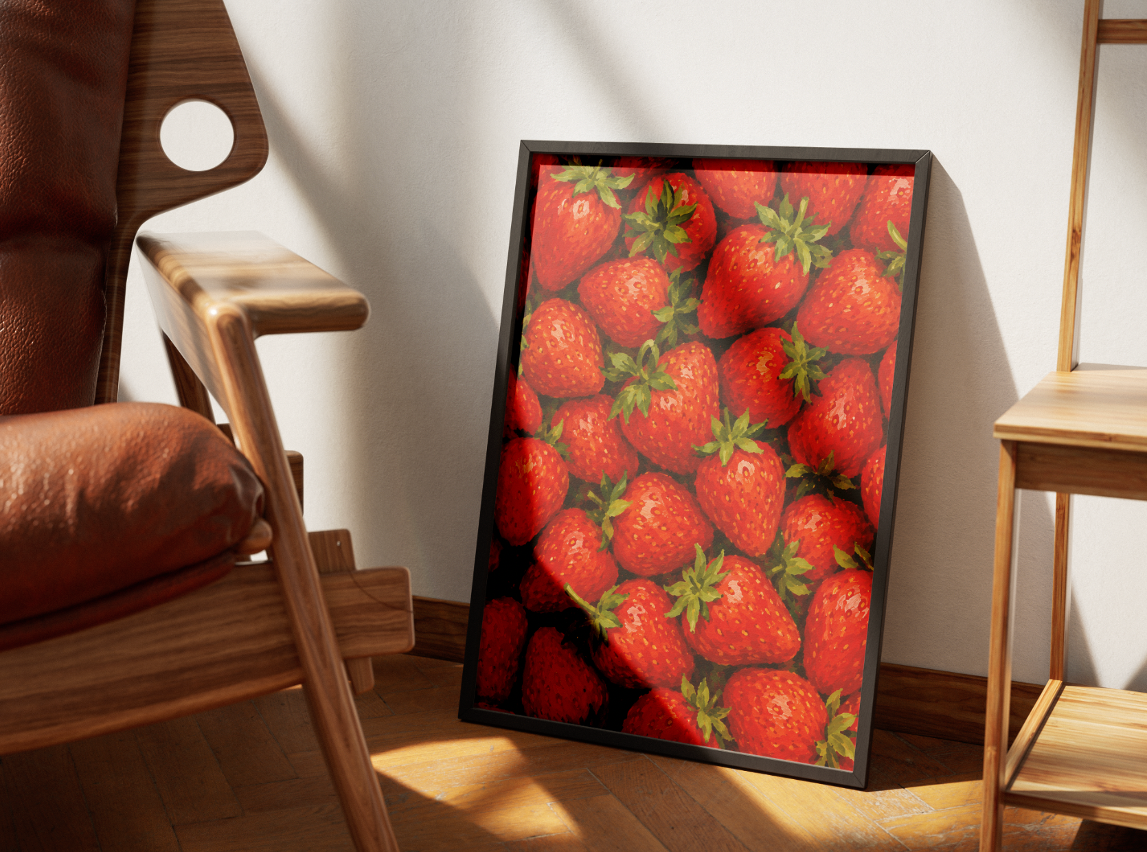 Strawberry Botanical Print | Vibrant Strawberry Illustration Wall Art