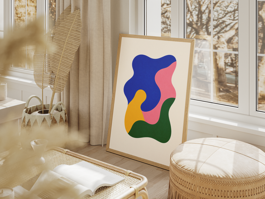 Modern Abstract Shapes Poster – Colorful Minimalist Wall Art Print