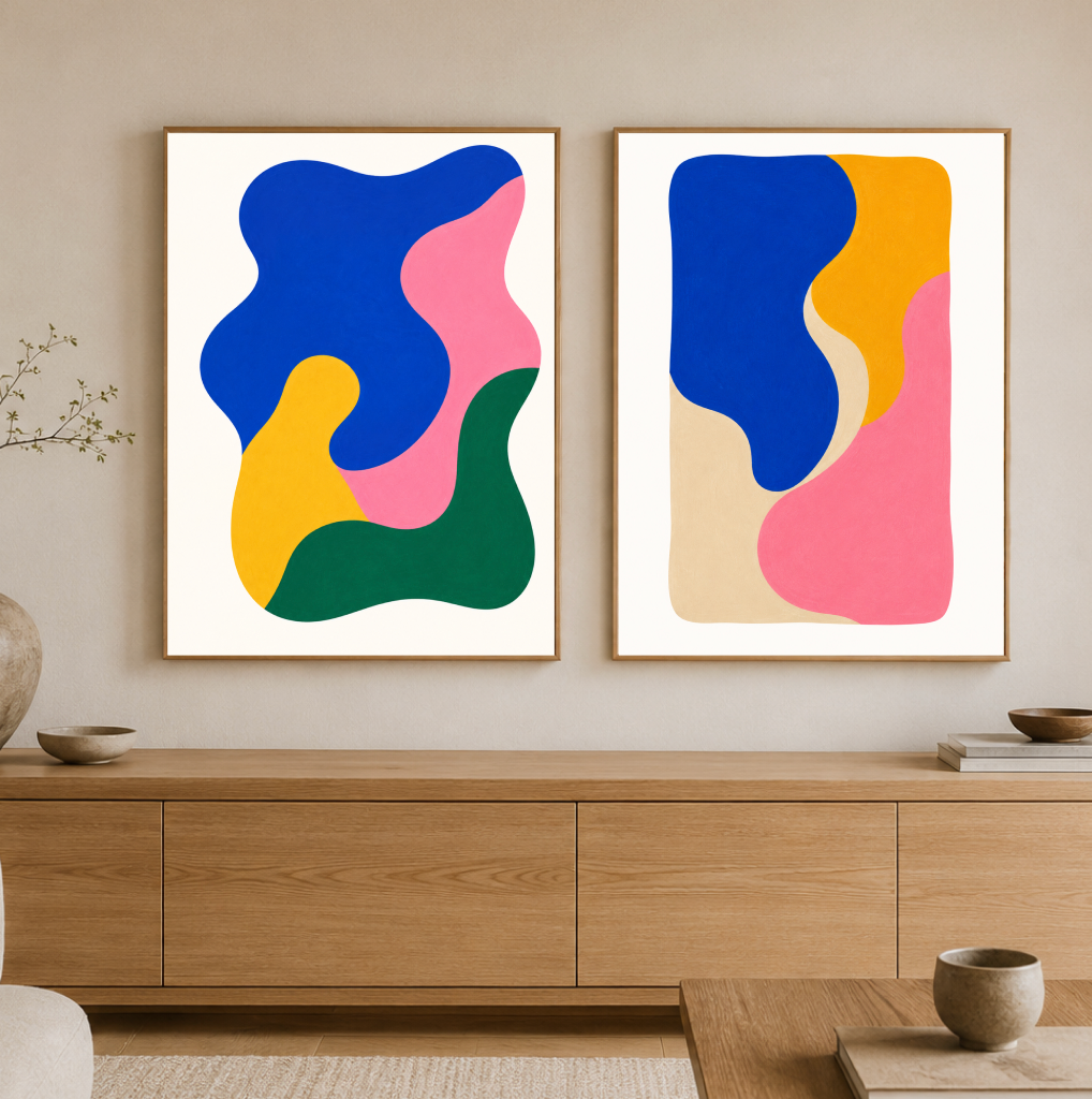 Modern Abstract Shapes Poster – Colorful Minimalist Wall Art Print